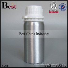 Botella de aluminio mini de 75 ml con tapa de plástico, botellas de aluminio cosmético de alta calidad